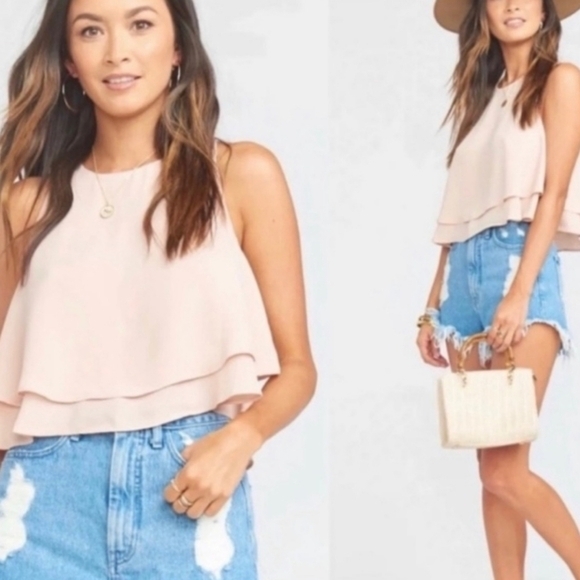 Show Me Your MuMu Tops - Show Me Your Mumu "The King Crop Top" Chiffon Bridesmaid or Casual Size M Flowy